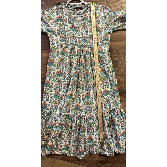 SAKI 100% Cotton Boho Floral Peasant Dress Women’s Small Cottagecore Tiered Midi - Picture 9 of 9